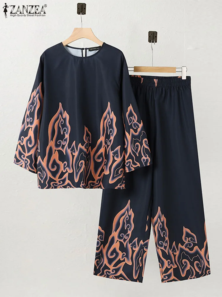 Комплект одежды ZANZEA Eid Mubarek женский из 2 предметов Повседневная Блузка с длинным