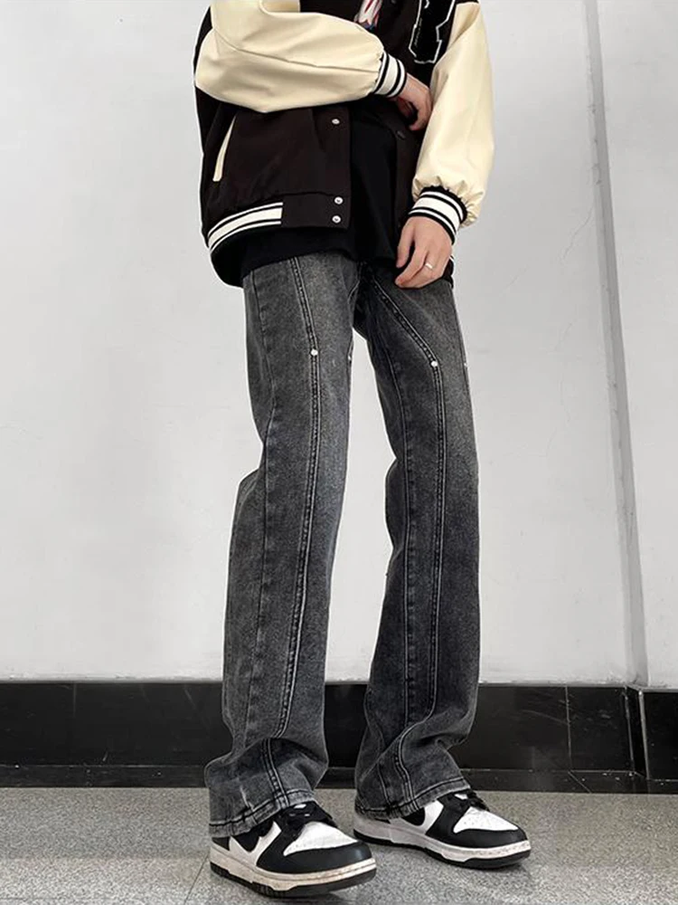 American VIBE Pants Loose Men's Cargo Y2K Jeans Loose Straight Straight Casual Jeans Fashion Street Clothing Men's Family Denim