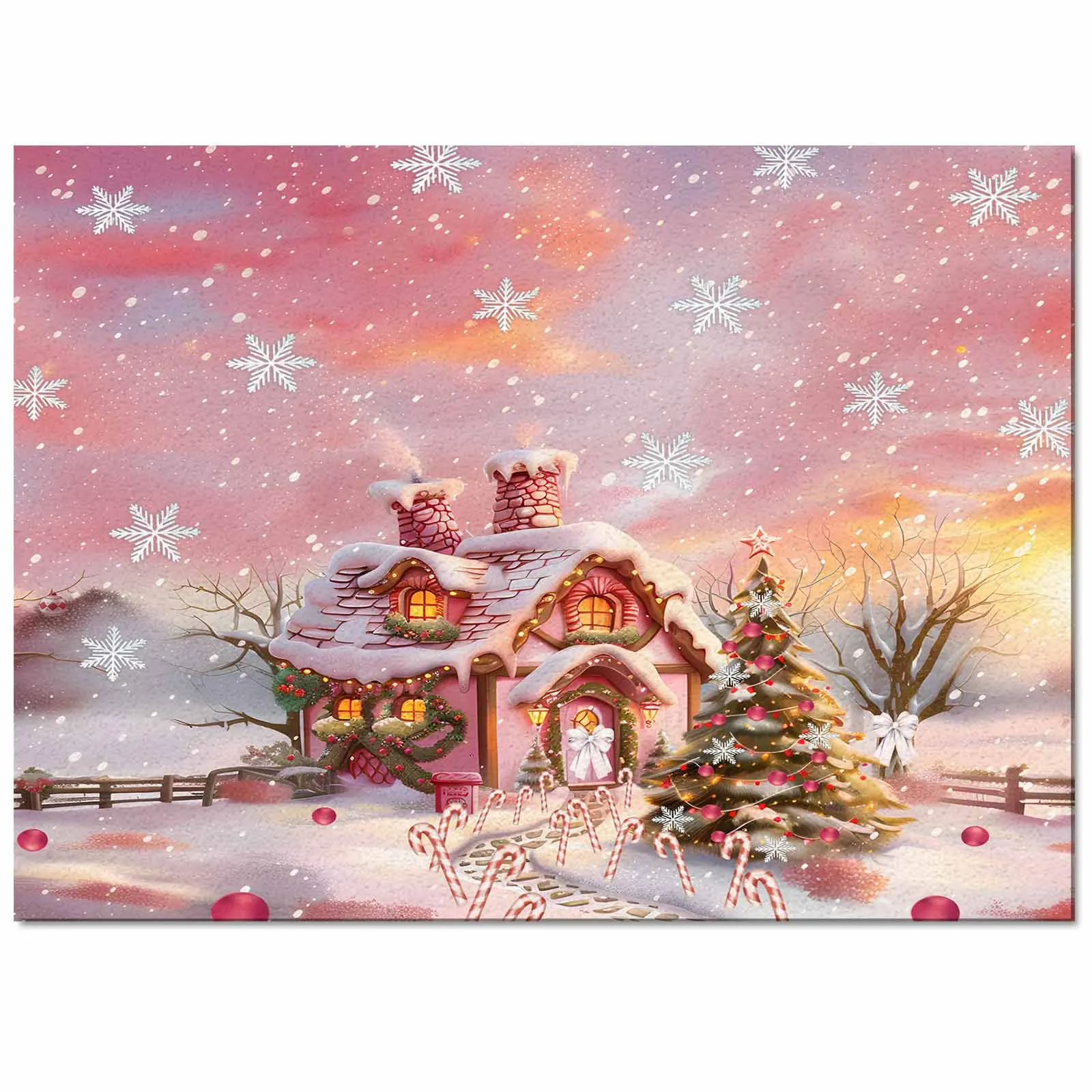 Рождественский конфетный домик вид снега сельская местность напольный коврик