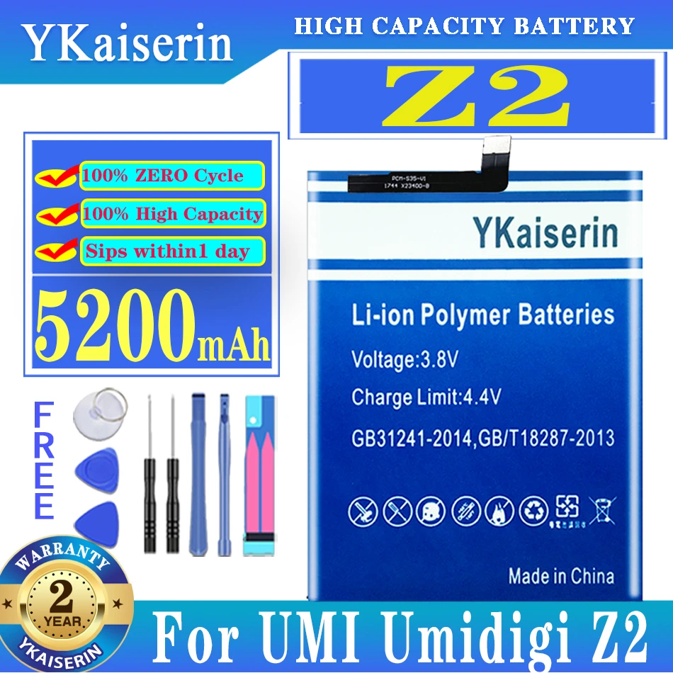 

YKaiserin Z 2 5200mAh Replacement Battery for UMI Umidigi Z2 High Capacity Battery + Track NO