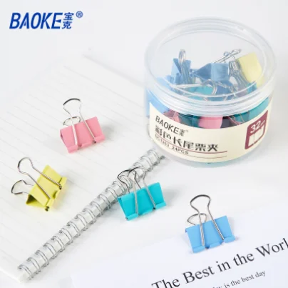 

BAOKE BC1363 32mm Colorful Long Tail Binder Clips Ticket Folder Holder Business Office Student Stationery Supplies