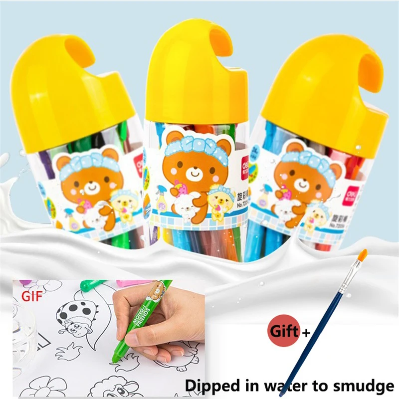 

Oil Pastel 12/18/24 Colored Drawing Stick Kids Pencil Rotating Crayon Brush Water-soluble Non-Toxic Student Art Supplies