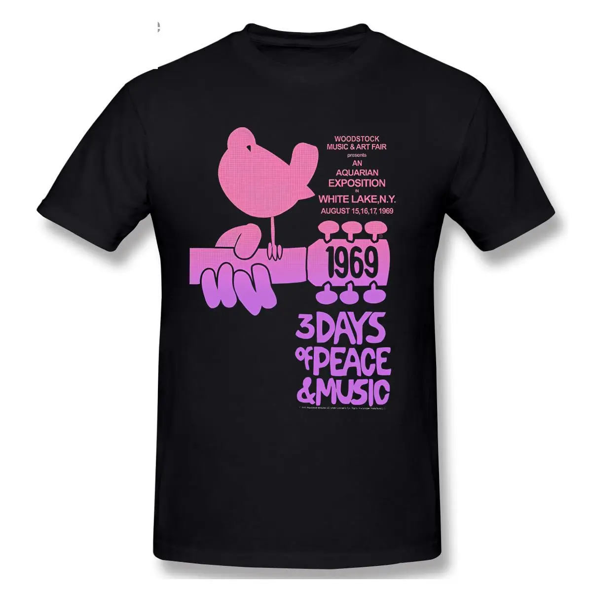 

LIDUS Woodstock - Pink Aquarian Shirt Short Sleeved TShirt Fashion Cotton T-shirt Tee Shirts Tops