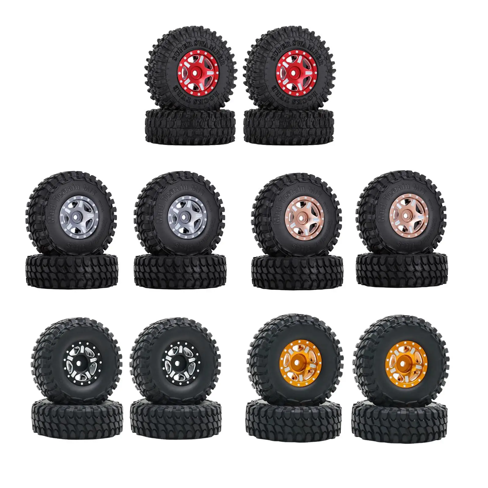 

RC Metal Wheel Hubs & Rubber Tyres Replace Parts RC Wheel Rims Tires for Axial Axi00001 1:24 RC Car Parts Trucks Accessories