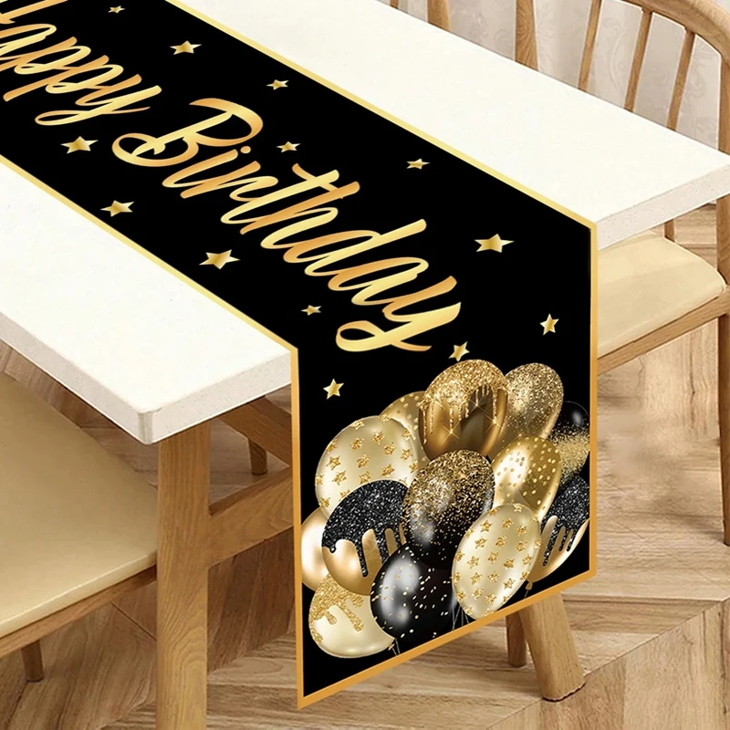 Черное Золото Дорожка Для Дня Рождения Украшения Скатерти Украшение Дома