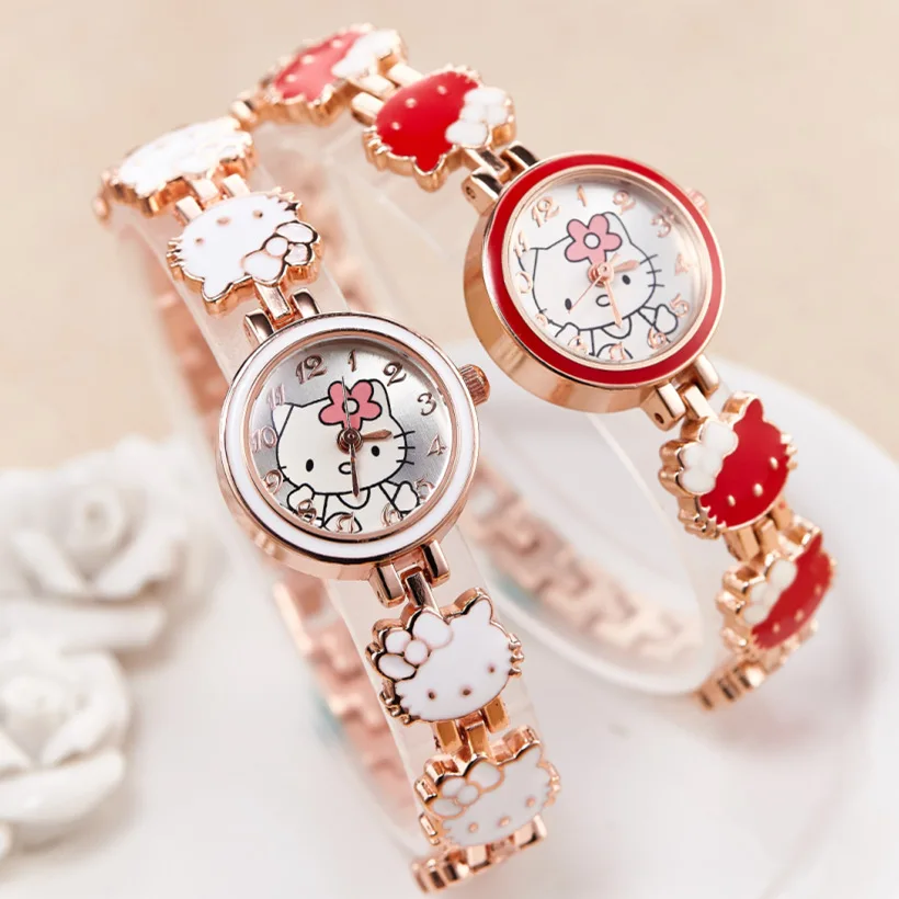 

TAKARA TOMY New Hello Kitty Children Cute Girls Watch Women Steel Band Bracelet Watch Ladies Quartz Watch Children Birthday Gift