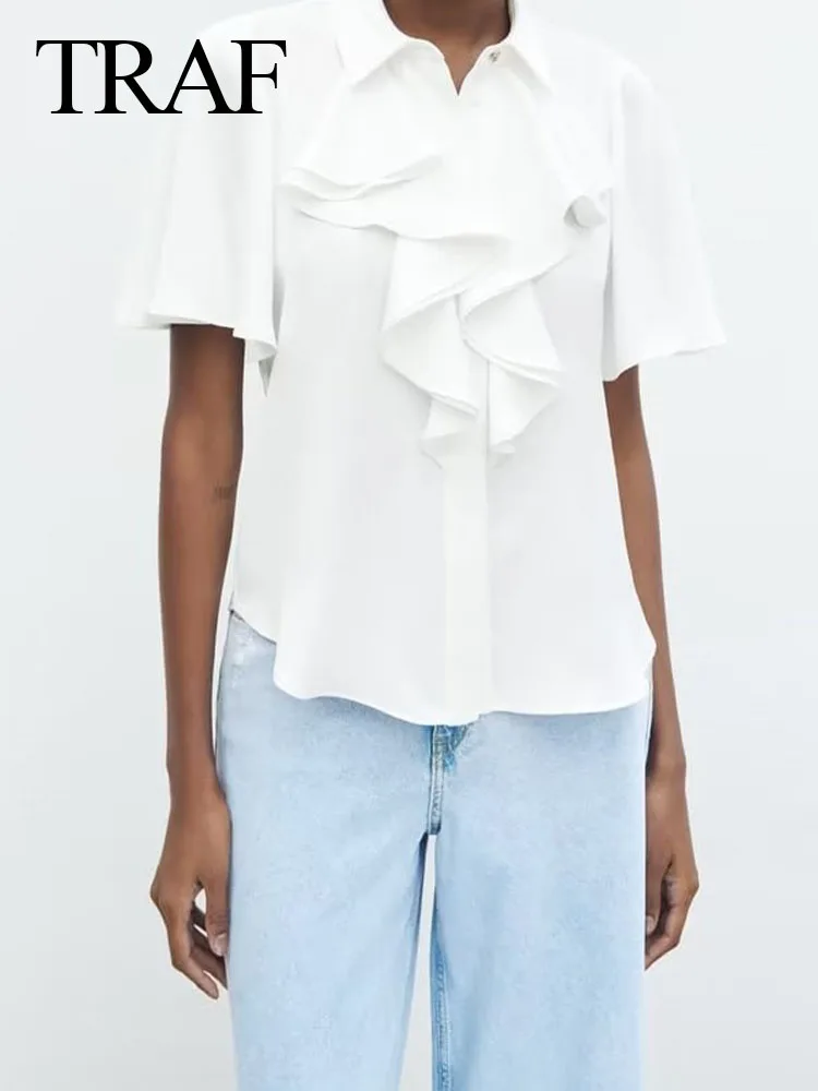 

Женская блузка на пуговицах, с коротким рукавом