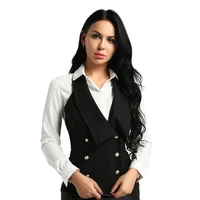 womens suit vest double breasted deep v solid color casual fashion open back sleeveless jacket