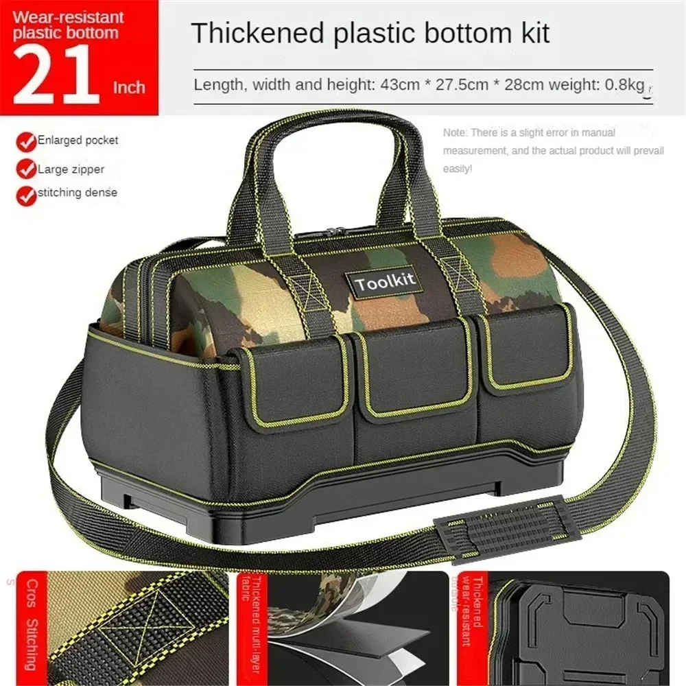 

Камуфляжная сумка для инструментов с пластиковым водонепроницаемым дном, с несколькими карманами, плечевой ремень, сумка для хранения инструментов электрика