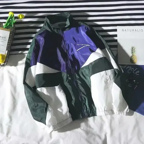 Винтажная куртка свободного покроя с цветными блоками
