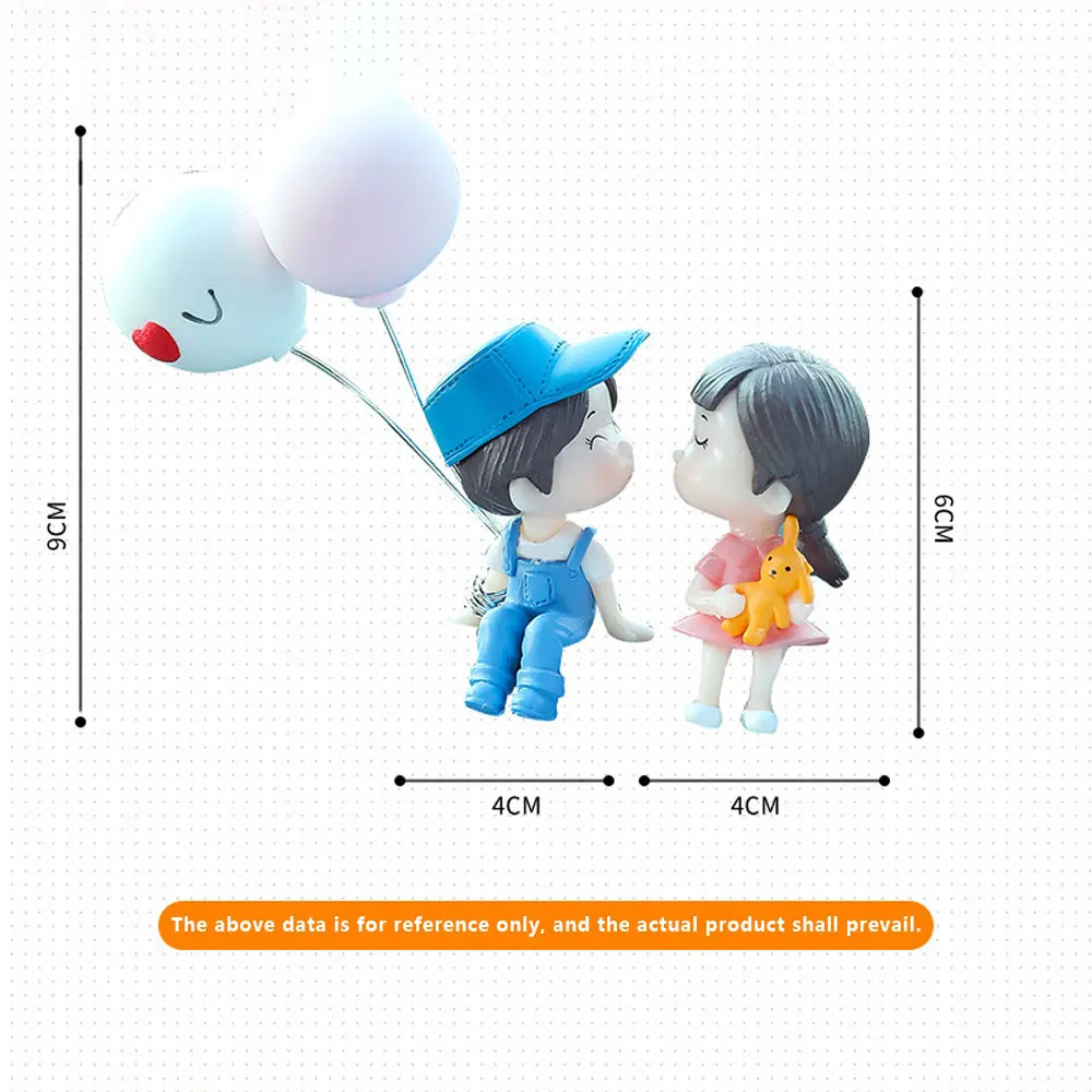 2023 Car Decoration Cute Cartoon Couples Action Figure Figurines Balloon Ornament Auto Interior Dashboard Accessories for Girls images - 6
