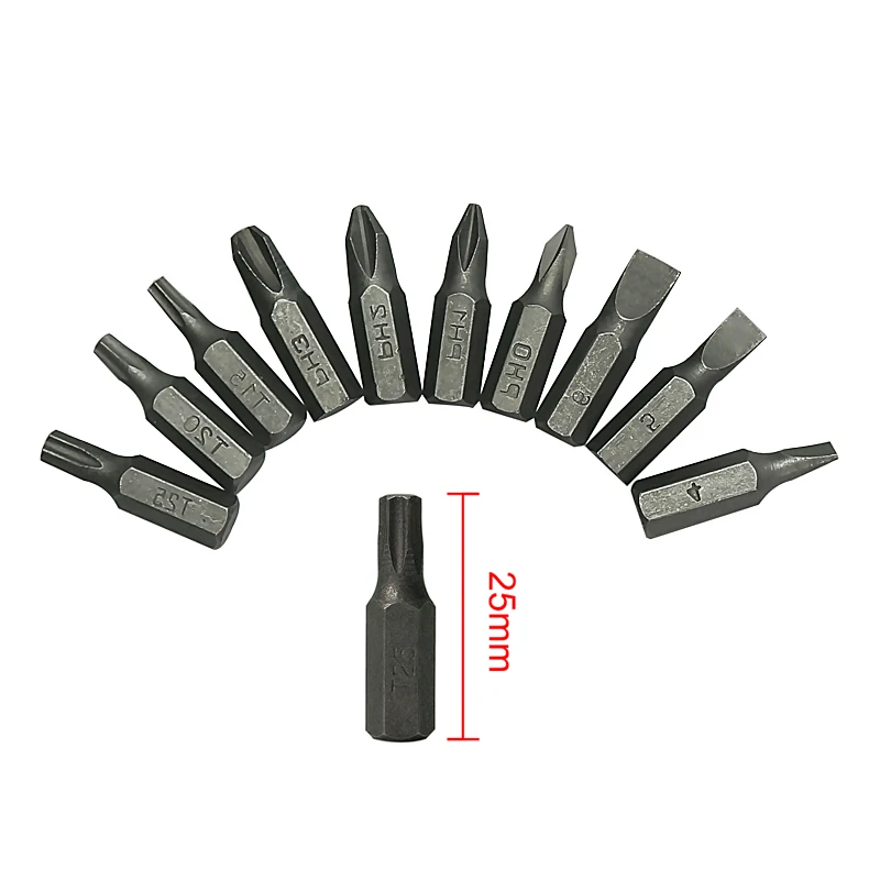 

10pcs 1/4" 6.35mm PZ2 Hex Pozi Screwdriver Bits 25mm Sliver Tools Kit Set PH1 PH2 T15 T20