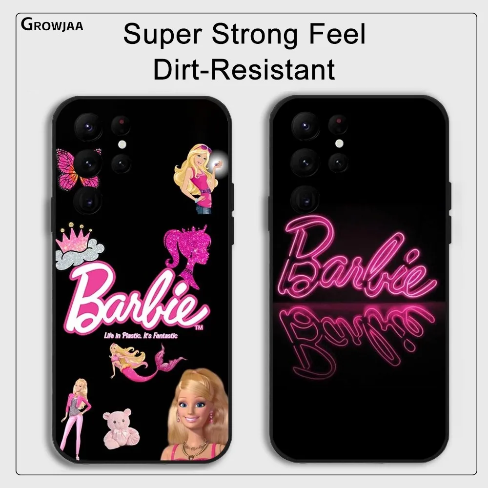 B-barb-biE Prin-cess Pink Typefac Phone Case for Samsung Galaxy S24 Ultra S22 S23 S21 S20 5G Protective Silicone TPU Funda