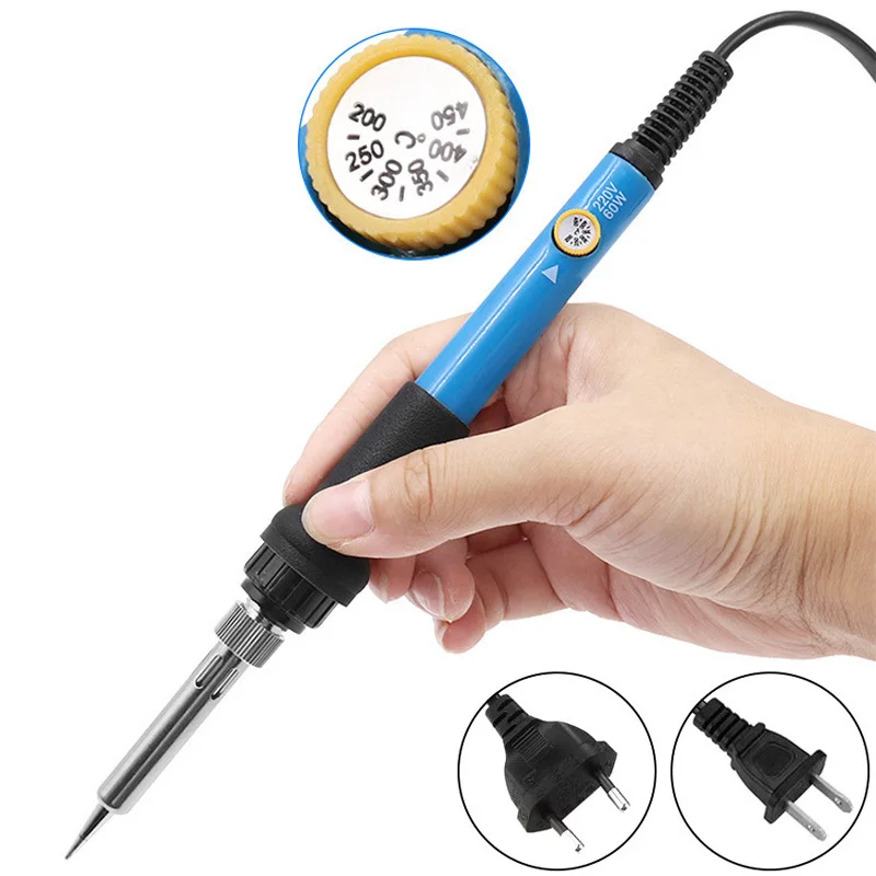 60W Electric Soldering Iron Adjustable Temperature Electric Soldering Iron Solder Tin Welding Solder Heating Nib Repair Tools