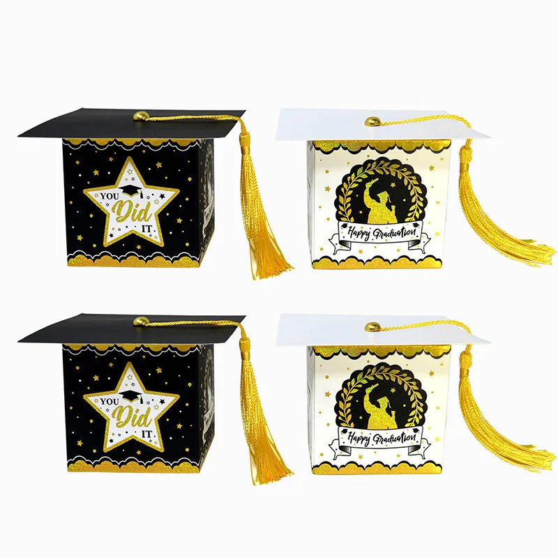 

25/50PCS Bachelor Hat Cap Candy Box Graduation Gift Packaging Box College Graduation Favor Grad Degree Ceremony Party Supplies