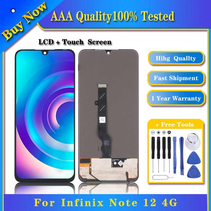 

100% Tested TFT LCD Screen For Infinix Note 12 4G X663, X663B with Digitizer Full Assembly Display Touch Screen Replacement