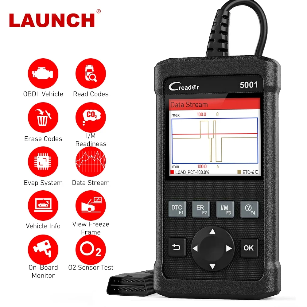 

LAUNCH x431 CR5001 OBD2 Scanner Turn Off Engine Light Code Reader ODB2 Car Diagnostic Tool Free Update Automotive Scanner OBDII