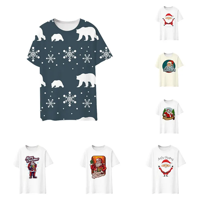 

Футболка мужская с рождественским принтом, модная уличная одежда в стиле Харадзюку, дышащий Топ в стиле Харадзюку, пуловер с Санта Клаусом