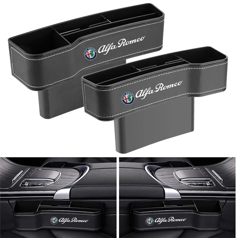 

Car Leather Seat Gap Storage Box Organizer With Alfa Logo For Alfa Romeo Giulia Stelvio 159 147 156 166 Giulietta