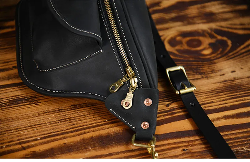Retro fashion high quality natural genuine leather men's chest bag casual designer youth summer sports lightweight diagonal bag