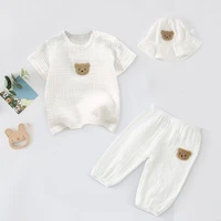 2022 summer new baby cute bear print clothes set baby short sleeve pajamas suit thin cotton breathable infant clothing outfits