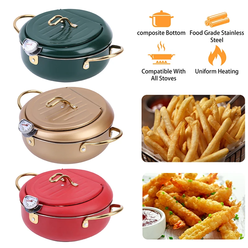 

Японский Глубокий жаровня Tempura 20/24 см, кухонная фритюрница с измеряемой искусственной кожей из нержавеющей стали