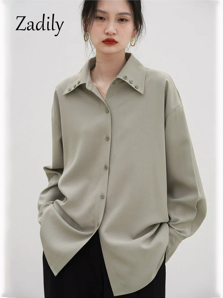 

Женская Офисная рубашка с длинным рукавом, белая Базовая Блузка в Корейском стиле, Минималистичная Свободная блузка на пуговицах, одежда для работы, лето 2023