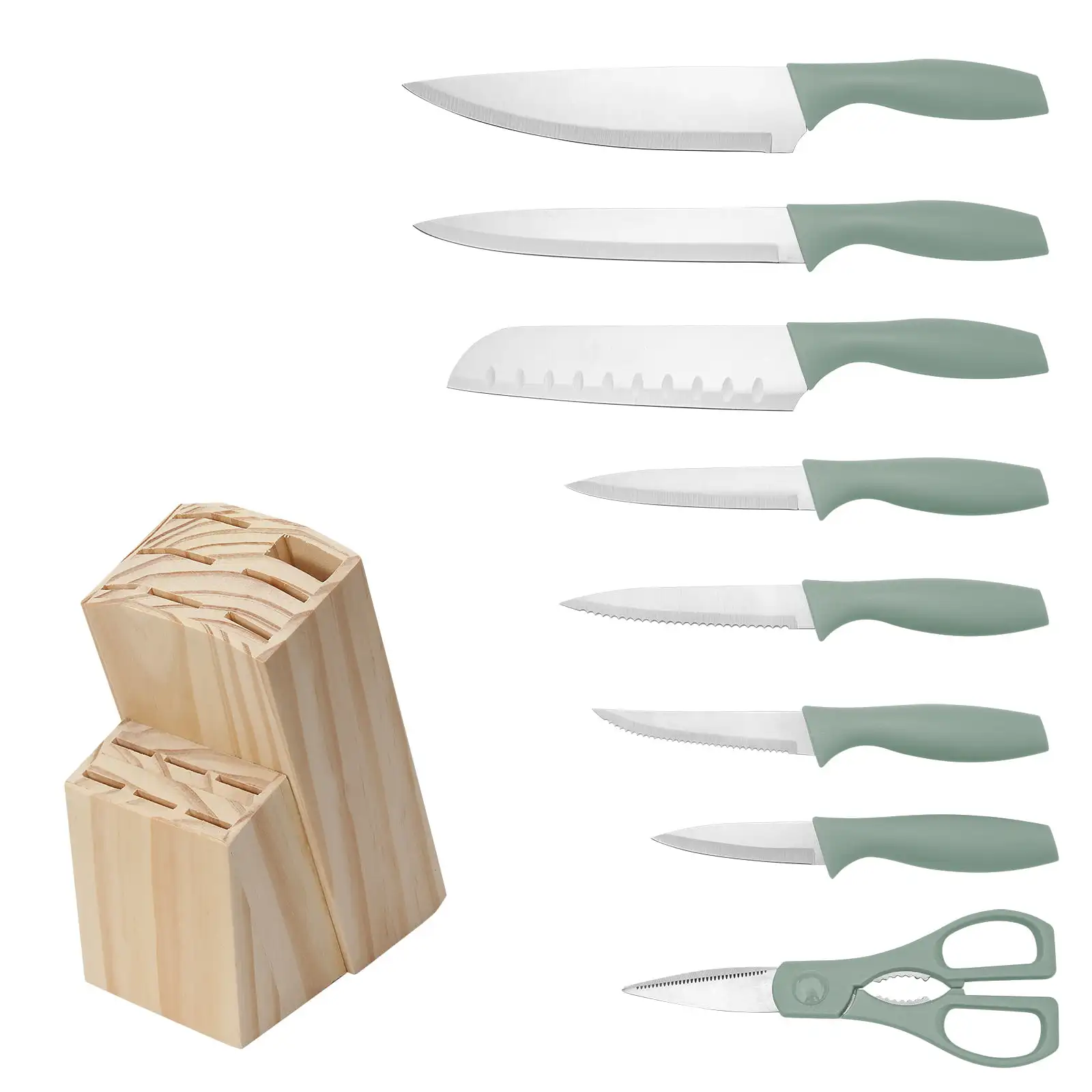 

14-Piece Stainless Steel Cutlery Knife Set with Block Mint