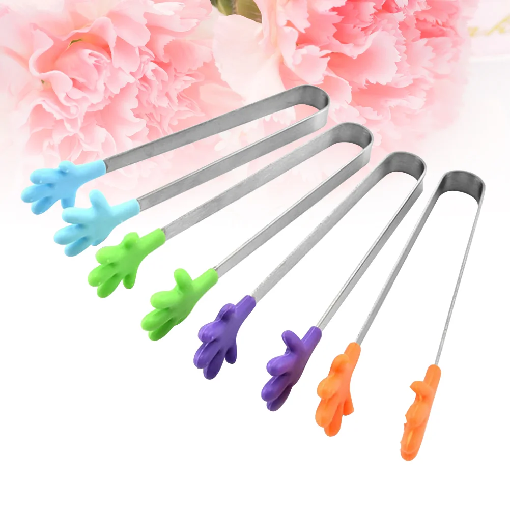 

4pcs Eating Tongs Silicone Toast Tongs Bread Clip Salad Tongs Silicone Toaster Tongs Flipping Tongs