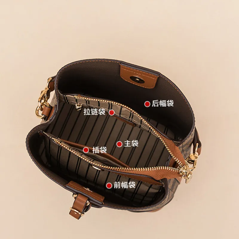 2023 New Famous Designer Plaid Bucket Bags High Quality Casual Women Purse And Handbags Luxury Fashion Shoulder Messenger Bags