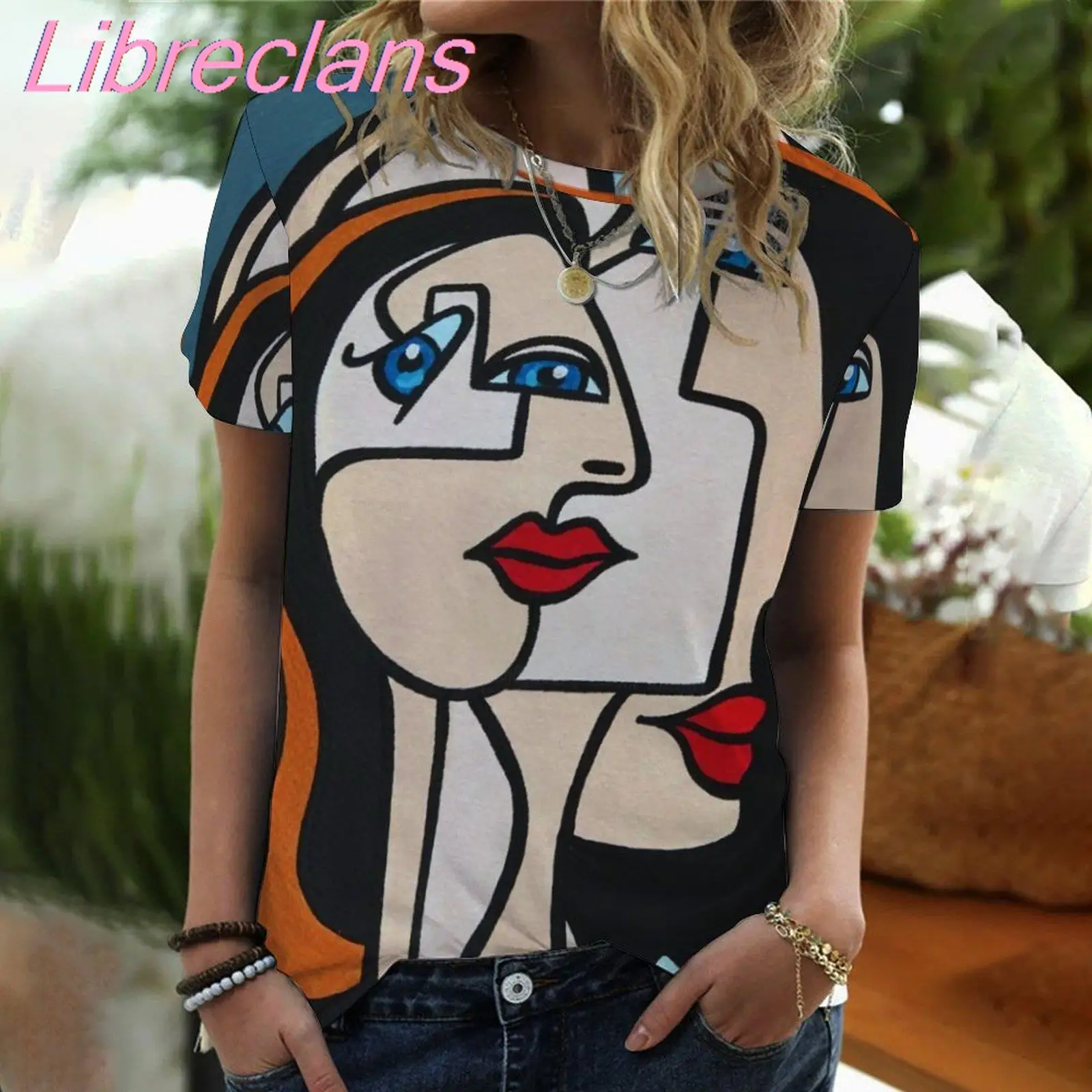

Hot Summer T-Shirt Women O-Neck Graffiti Character Face 3D Print Oversized Streetwear T Shirt Girls Casual Kids Clothing Top