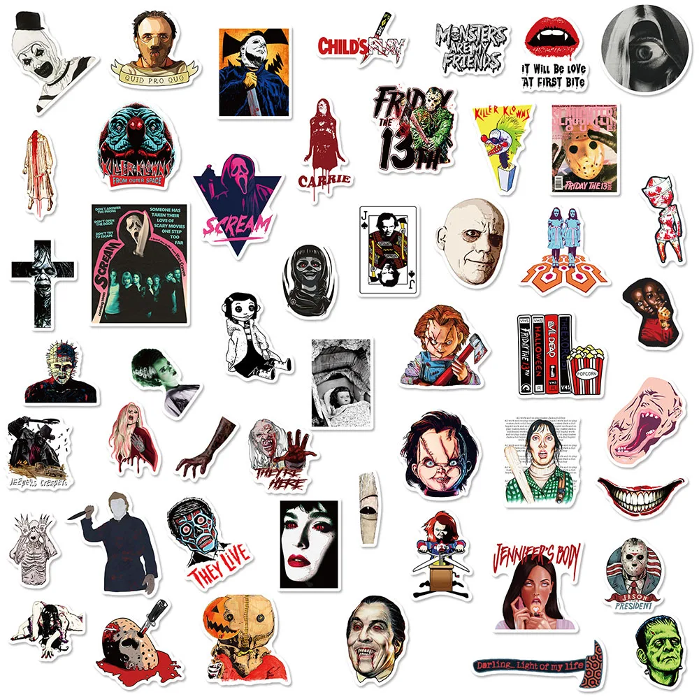 103050100pcs cool horror movies graffiti stickers decal skateboard laptop phone car motorcycle guitar bike waterproof sticker free global shipping