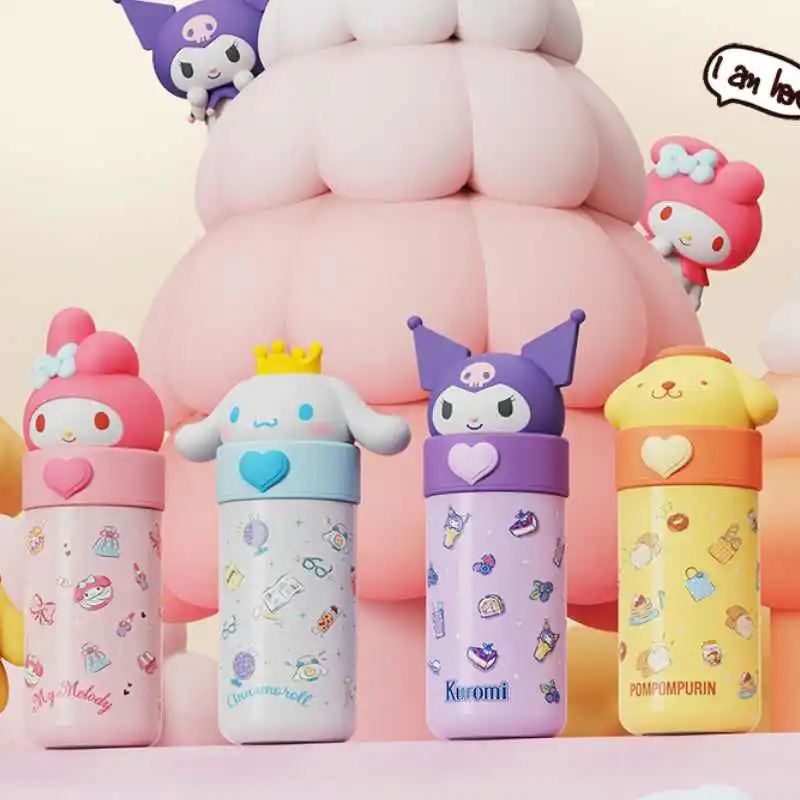 

Sanrio чашка для воды 350 мл Kawaii My Melody Kuromi Cinnamoroll Аниме Фигурка термос чашка Автомобильная стальная ручная чашка портативные детские подарки