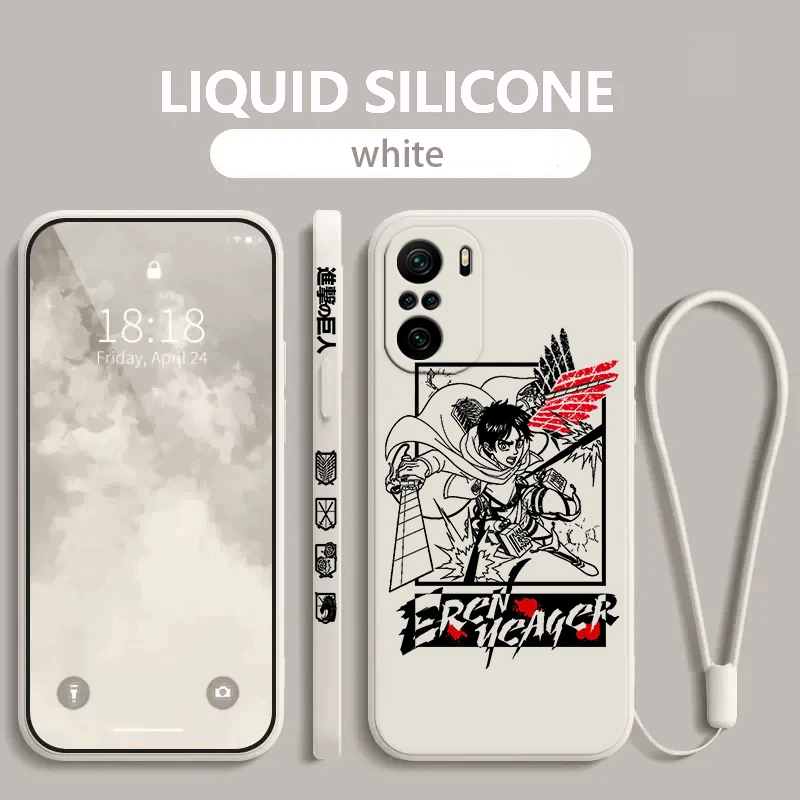 

Hot Anime Attack on Titan Phone Case For Xiaomi Redmi Note 12 12Pro 11 11S 11T 10S 10 Pro Plus 5G Liquid Left Rope Cover