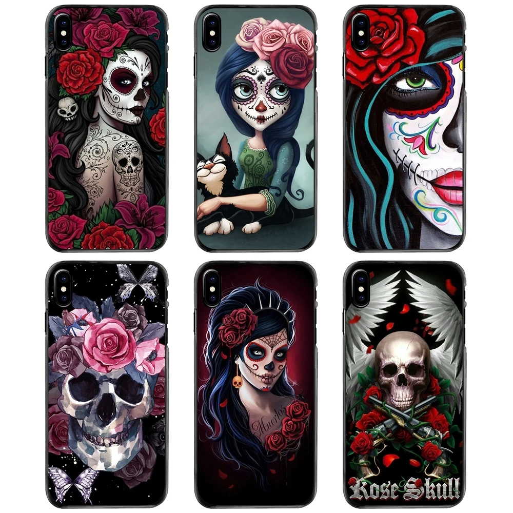 

Catrina beautiful rose girl Skull Art For Apple iPhone 11 12 13 14 Pro MAX Mini 5 5S SE 6 6S 7 8 Plus 10 X XR XS Hard Case Cover