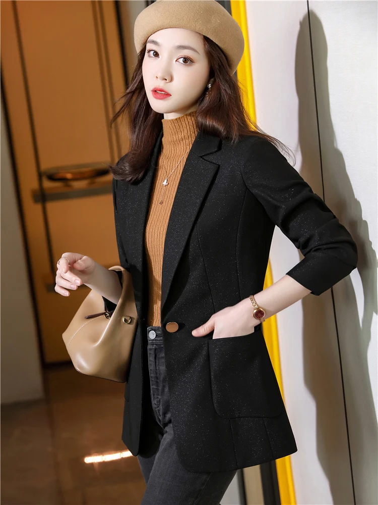 Классический дизайнерский синий Блейзер женские костюмы облегающий Элегантный