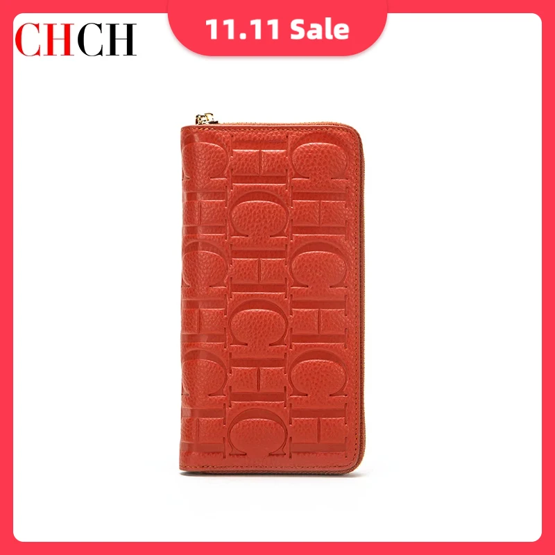 

CHCH Chch Fashion Luxury Designer Women's Travel Wallet Large Capacity Brown Leather Purse for Cards Accessories Bags