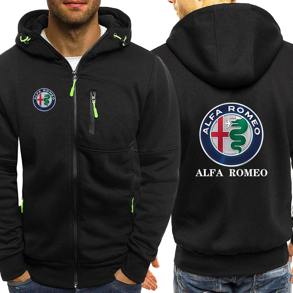 

Alfa Romeo 2023 Men's Spring New Long Sleeves Casual Hoodies Zipper Fashionable Hooded Jacket Solid Color Hoodie Sweatshirt Tops