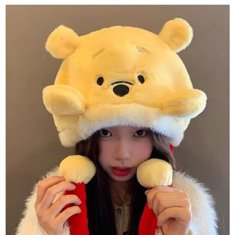 Аниме Винни Пух плюшевая шляпа Kawaii Girl утолщенная вкладка портативный