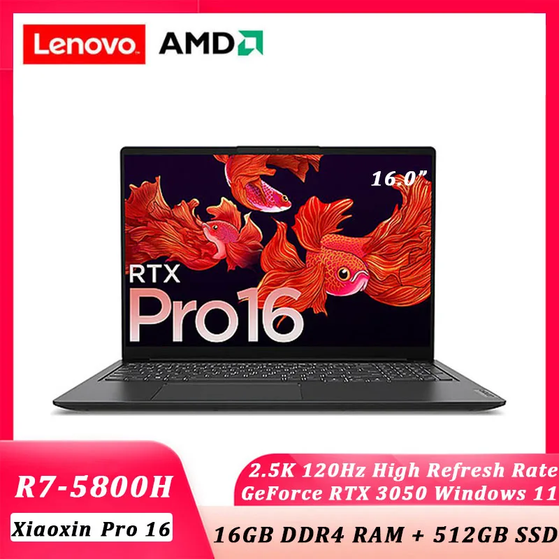 

New 2022 Lenovo Xiaoxin Pro 16 Laptop RTX 3050 AMD Ryzen 7 5800H 16Inch 2.5K 120Hz 16G RAM 512G SSD Windows11 Ultraslim Notebook