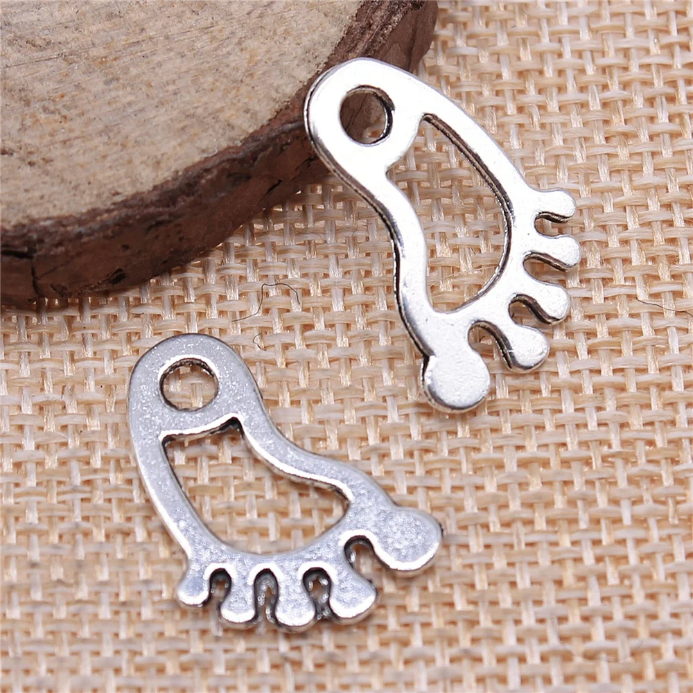 

200pcs 22x14mm Foot Charms Wholesale Antique Silver Color Pendant Charms Wholesale For Jewelry Making Jewelry Accessories