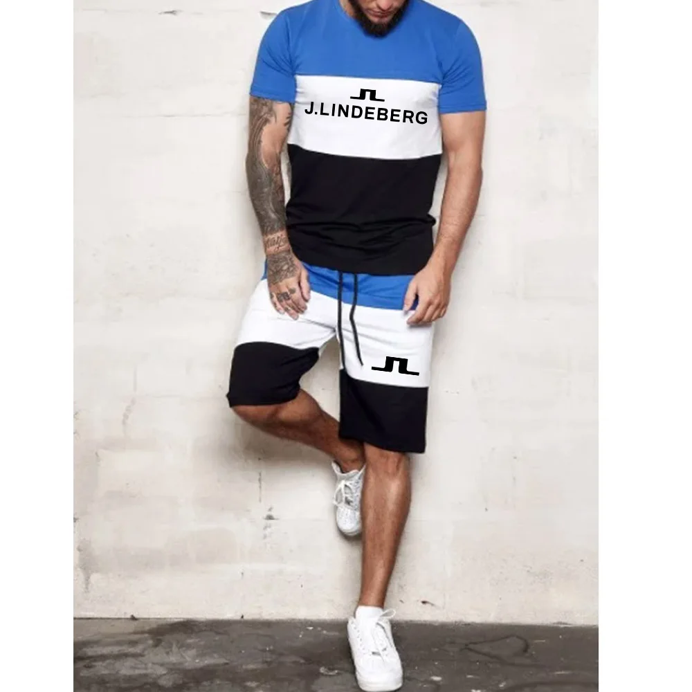 

Костюм спортивный мужской из 2 предметов, Повседневный пуловер с коротким рукавом и шорты, модная одежда