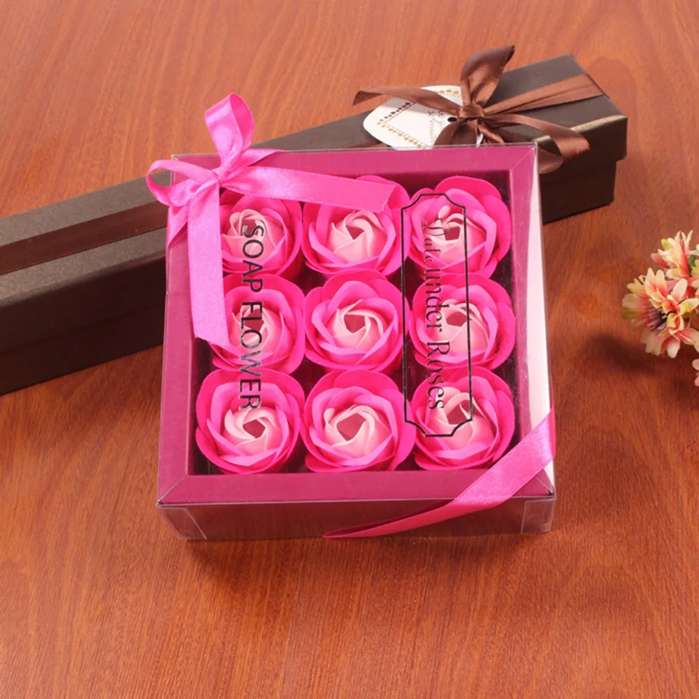 

9 Rose 1Pcs Mother's Day Birthday Party Holiday Party Decor for Wedding Roses Soap Flower Gift Box Ornament Bouquet