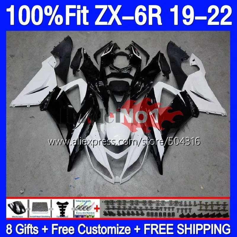 Injection For KAWASAKI NINJA ZX-6R ZX-636 ZX 6R 636 ZX6R 19 20 21 177MC.20 ZX636 600CC 2019 2020 2021 2022 Fairing white black