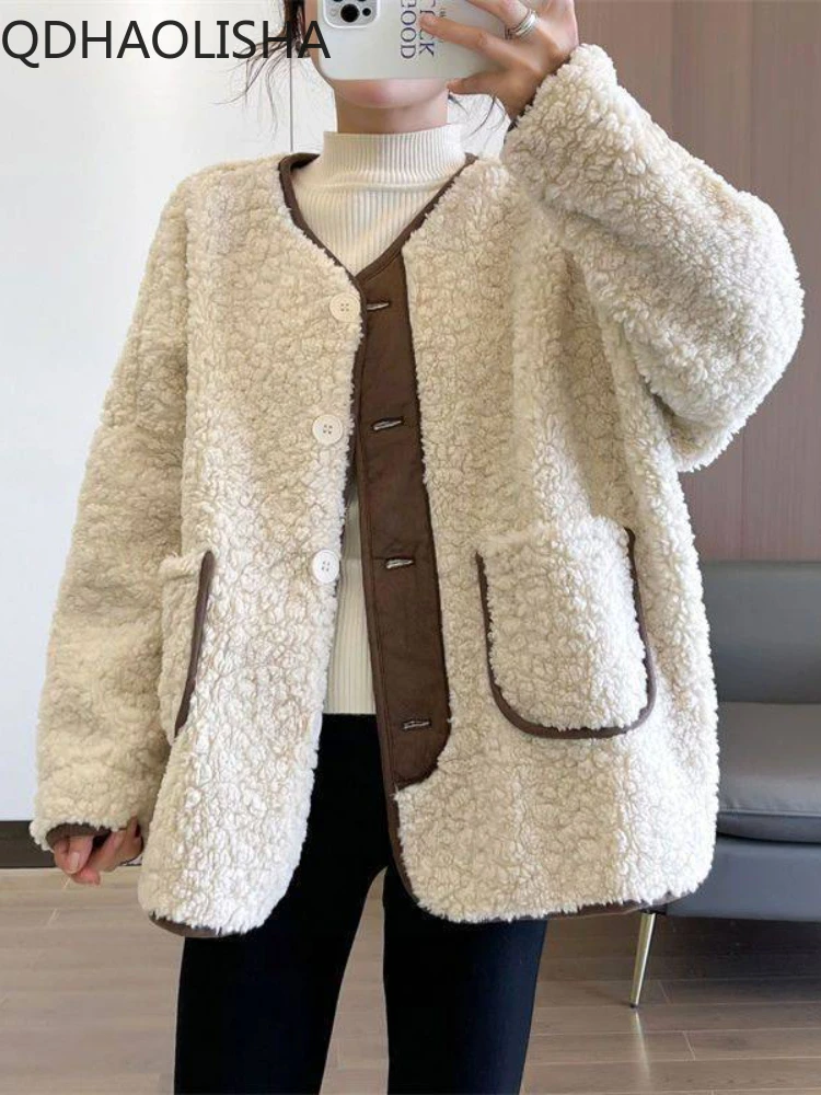 

Куртка женская с V-образным вырезом, модный пиджак в Корейском стиле, элегантная уличная одежда, особенная женская зимняя одежда