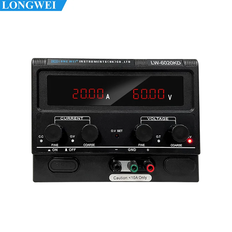 

Longwei LW-6020KD 60V 20A 30V 20A 15V 30A Adjustable Bench Lab DC Power Supply Switch Regulated 1200W Laboratory DC Power Source