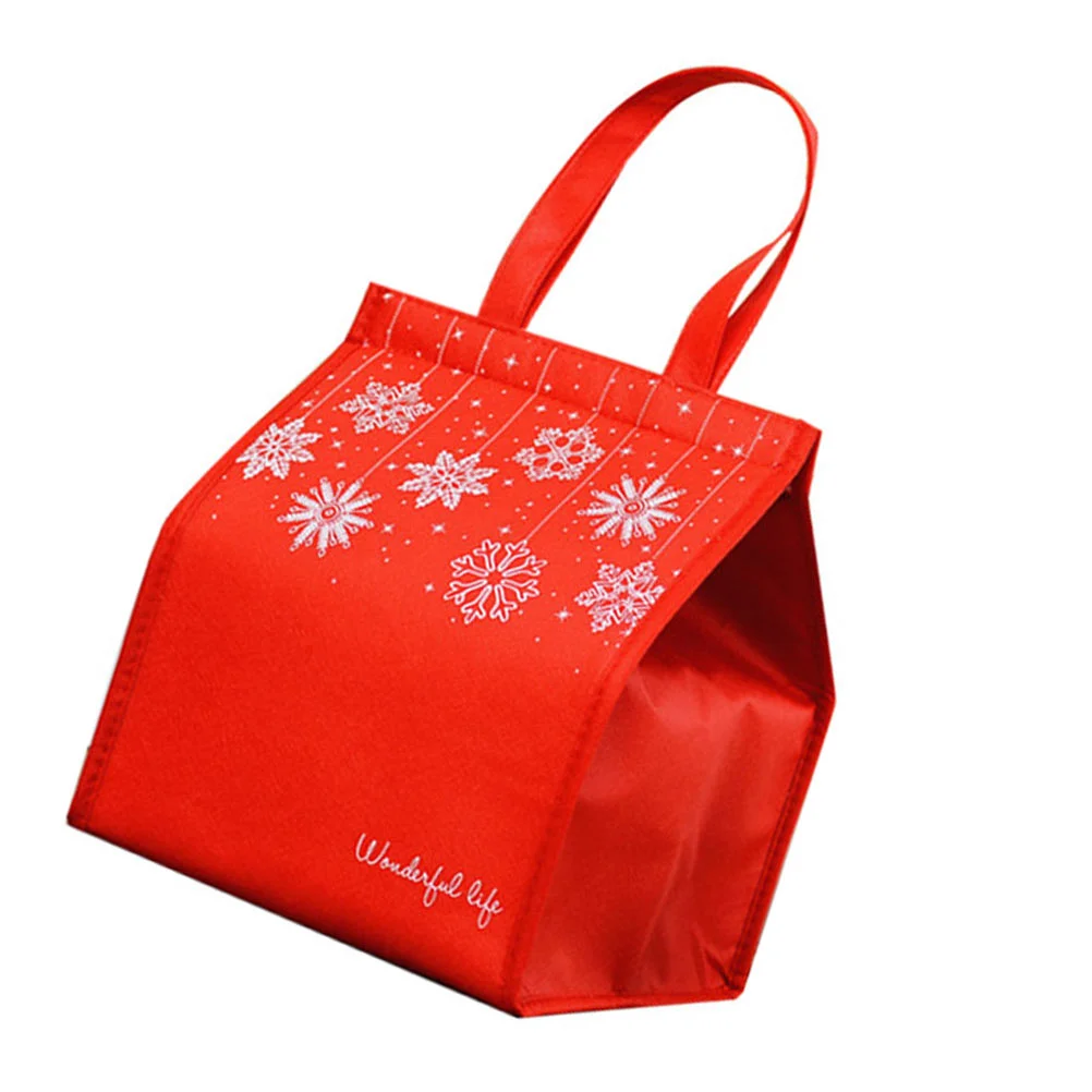 

Christmas Tote Bag Camping Pouch Food Pouches Snowflake Pattern Insulation Insulated Lunch Bags Portable Storage