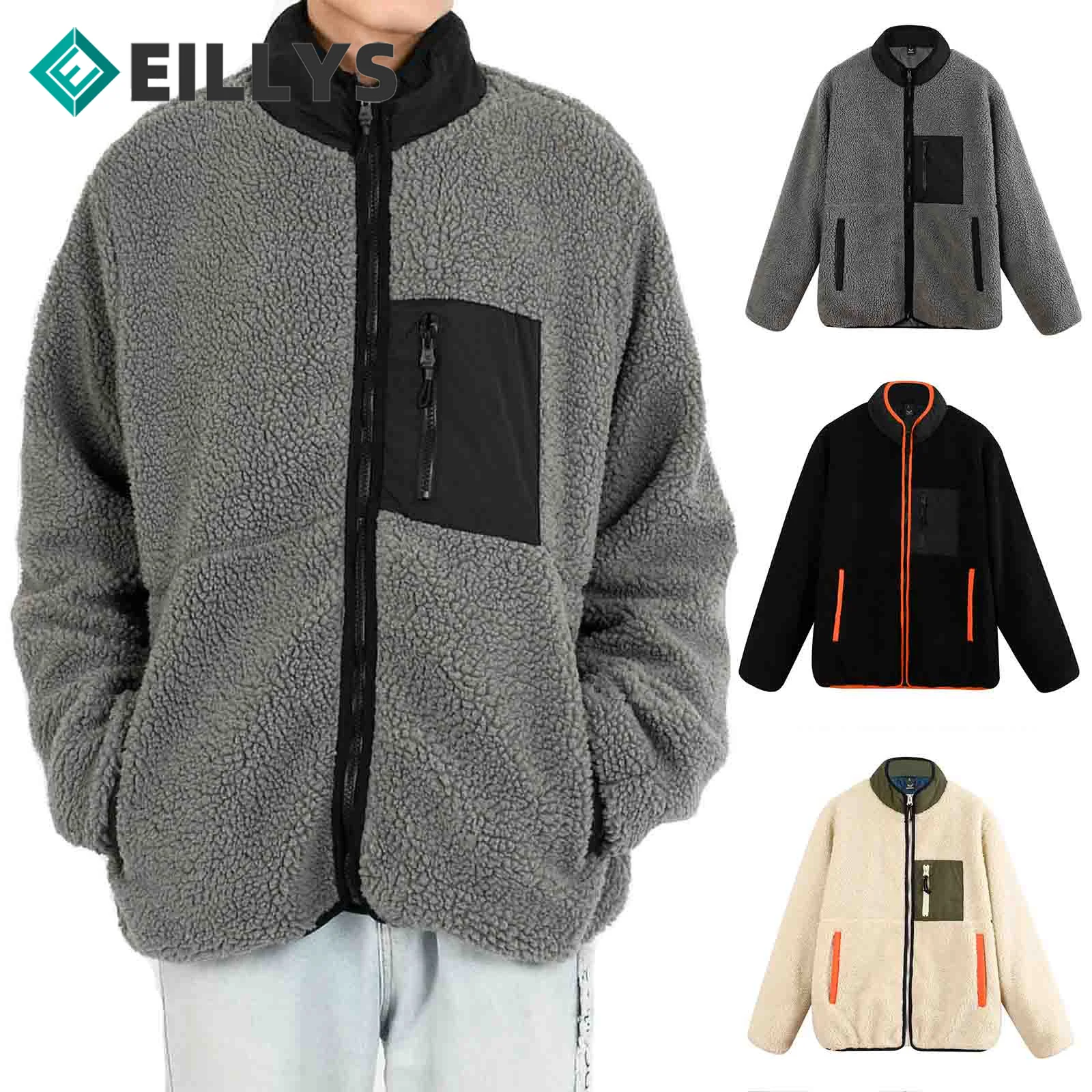 Куртка мужская уличная из овечьей шерсти утепленная хлопковая верхняя одежда в