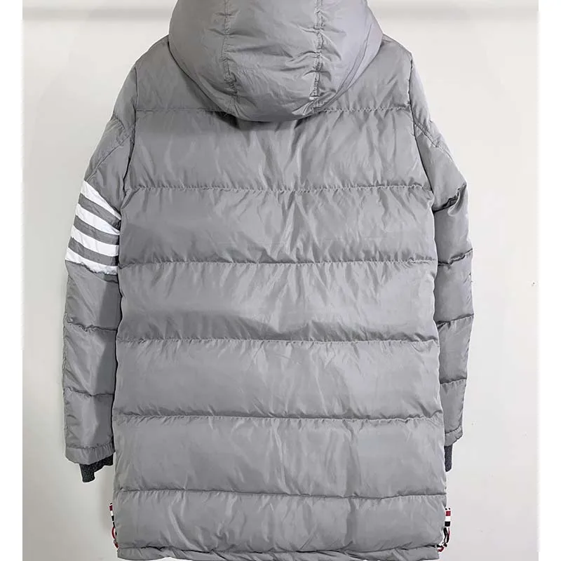 Men's Jackets Classic 4-bar Winter Thermal Puffer Coat Luxury  Brand Down-Filled Women Long Loose TB THOM Male Down Jacket