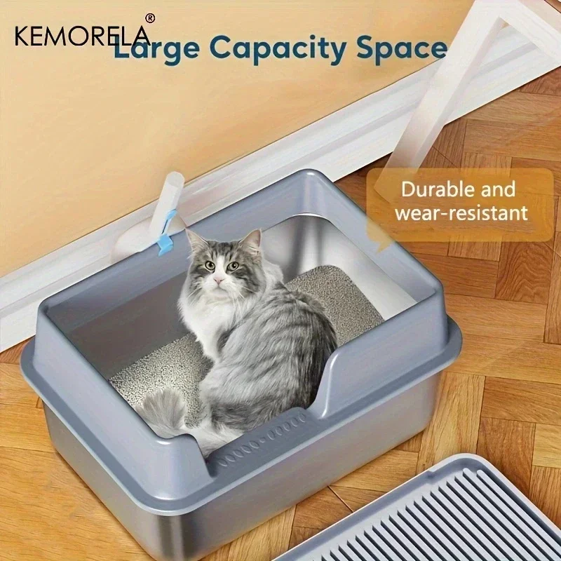 Большой ящик для кошачьего туалета из нержавеющей стали Открытый кошачий туалет